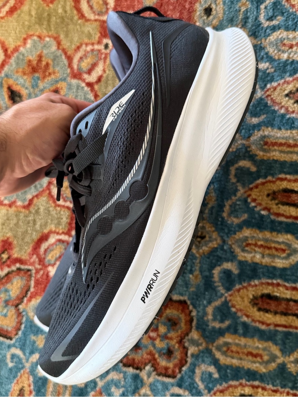 Saucony Black and White PWNRUN Men's Running Shoe